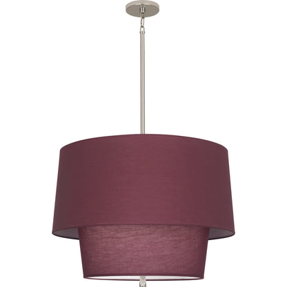 Polished nickel pendant light with Vintage Wine shade, featuring a striking two-tier design.