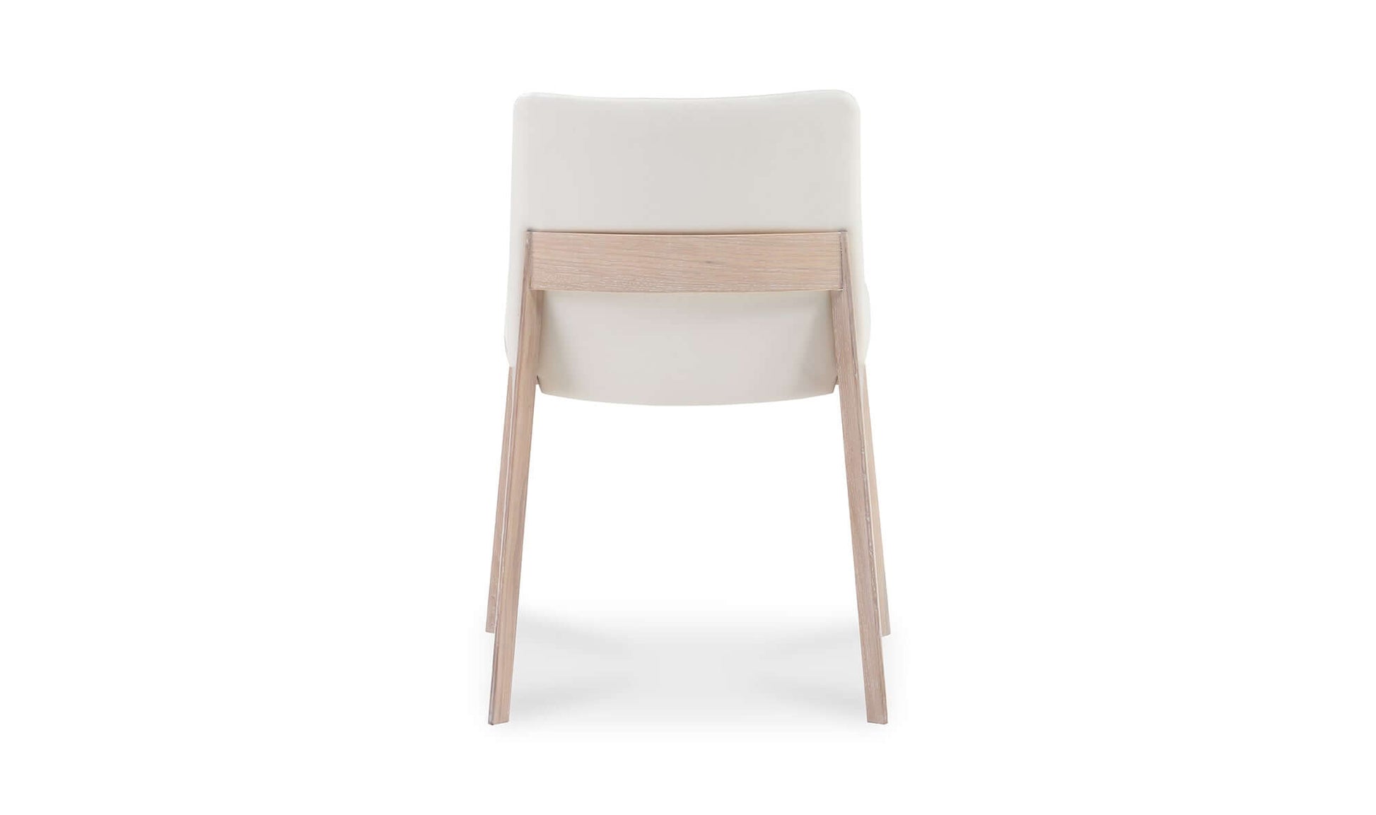 Back view of the Deco Cream Dining Chair displaying the sturdy oak frame and seamless upholstery.