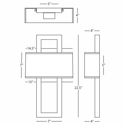 Technical drawing of the Doughnut Wall Sconce with dimensions.