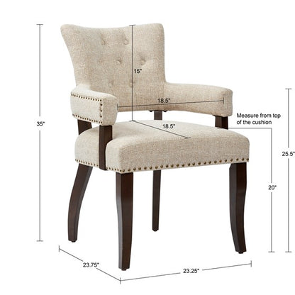 Brooklyn Dining Arm Chair 2pc - Front right angle view of dining chair dimensions