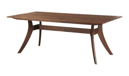 Angled view of the Florence Small Brown Dining Table with supportive crossbar