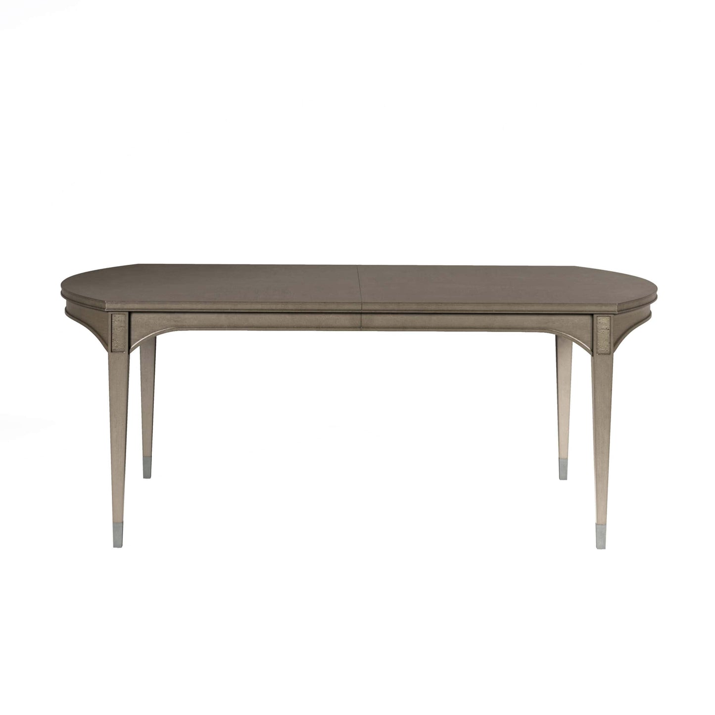 Glam rectangular dining table with leaves removed, showcasing compact size