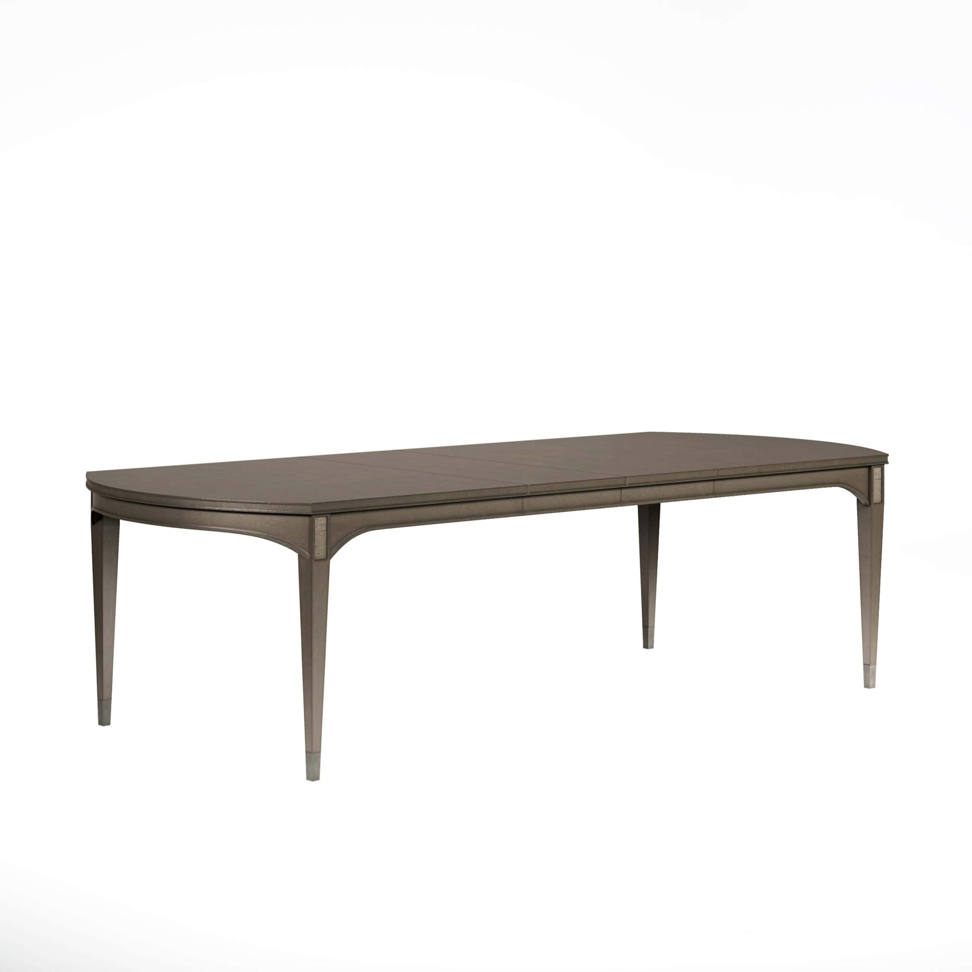 Side view of glam rectangular dining table with two leaves extended