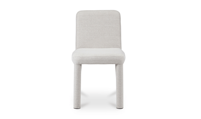 Front view of the Place Light Grey Dining Chair showing its upholstered seat.