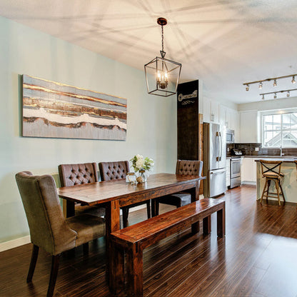 Irish Coast Brown Extension Dining Table in African Dusk finish showcasing rustic style in a dining room setting.