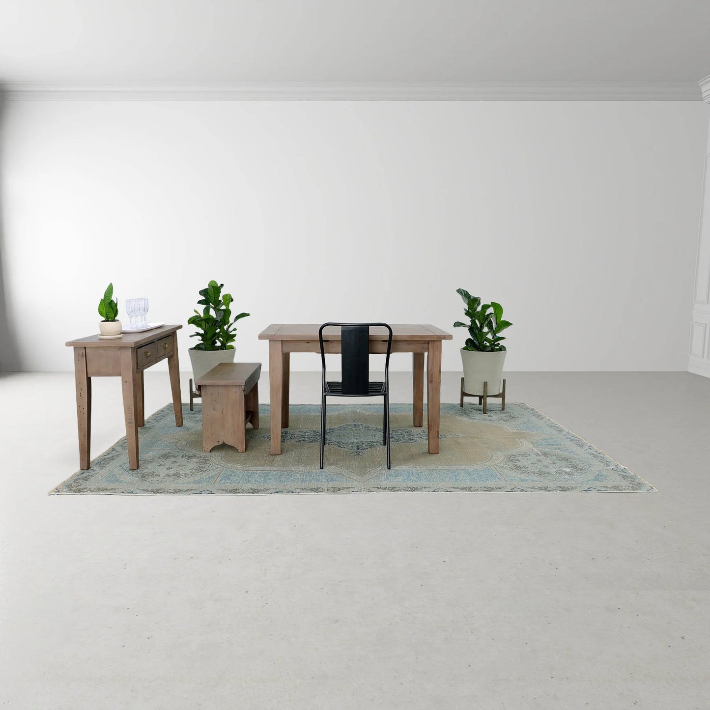 Dining room setup with the Irish Coast Sundried Small Rectangular Dining Table.