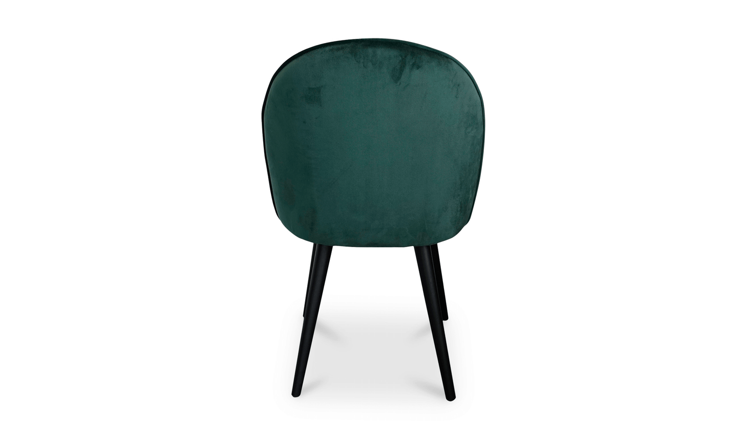 Back view of Clarissa Green Dining Chair displaying its sturdy rubberwood legs.