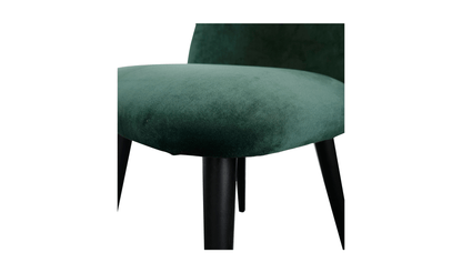 Close-up of the Clarissa Green Dining Chair seat with detailed green upholstery.