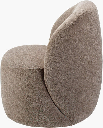 Profile view of the Kamise brown side chair highlighting its ergonomic design.