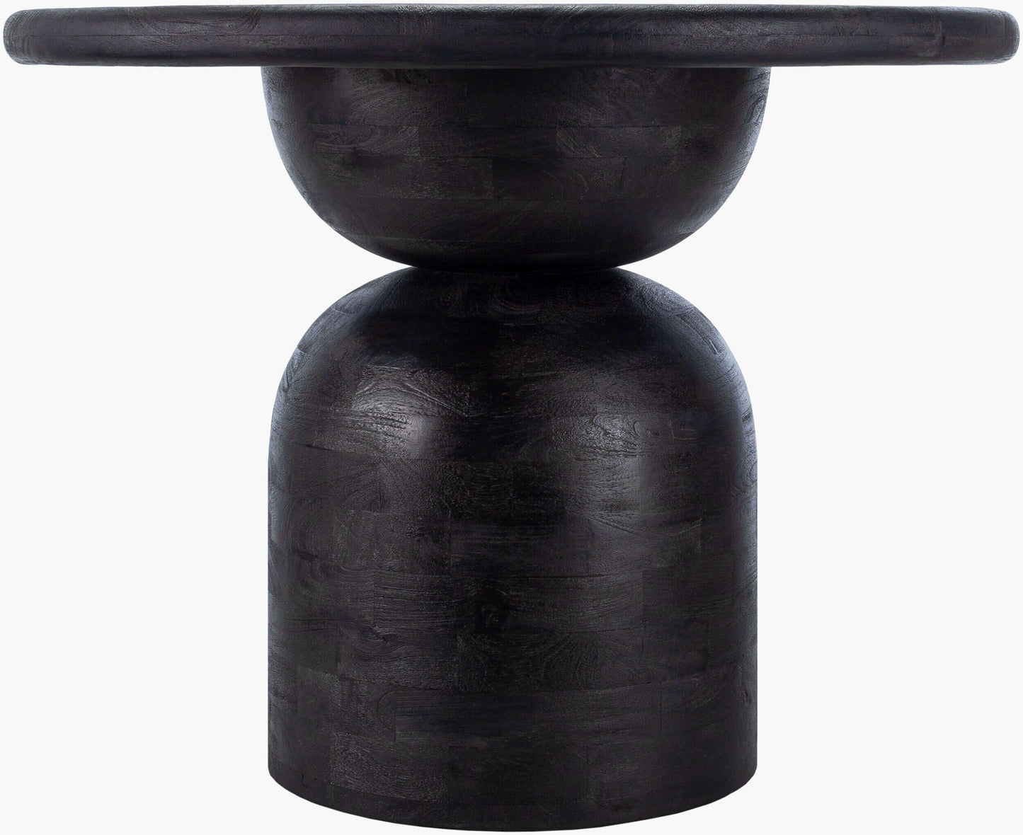 Front view of the Surya Koben Dining Table showcasing its black pedestal base.