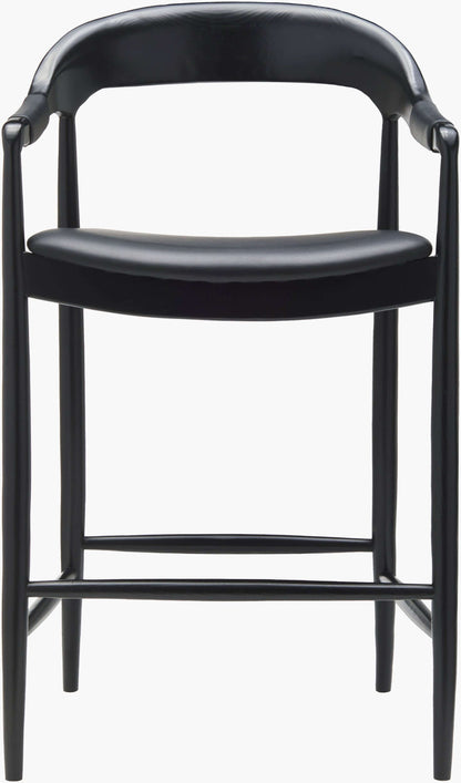 Front view of the Kisco Bar Stool by Surya, showcasing its elegant design and plush faux leather seat