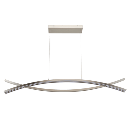 Wishbone LED linear pendant light brushed nickel front off.