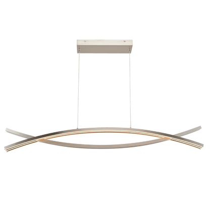 Wishbone LED linear pendant light brushed nickel front on.