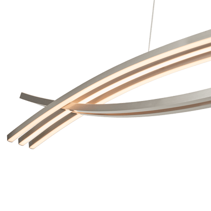 LED linear pendant light brushed nickel glowing bar