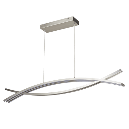 LED linear pendant light brushed nickel angled off.