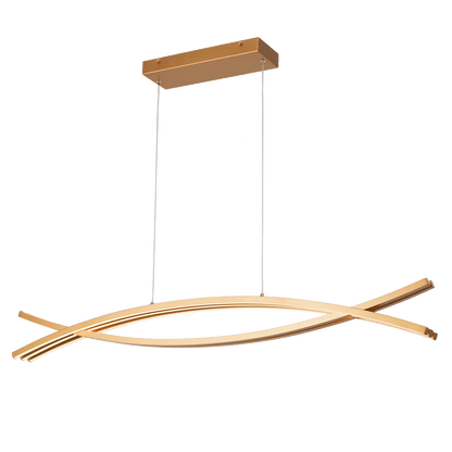 LED linear pendant light wishbone gold angled view