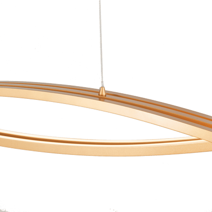 Wishbone pendant light gold curved LED bar closeup
