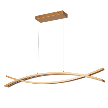 LED linear pendant light gold finish front off.