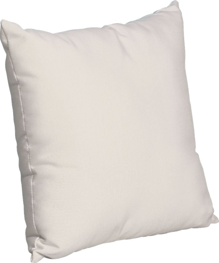 Classic white LuxCraft 15” outdoor toss pillow in Canvas color, made with fade-resistant Sunbrella® fabric.