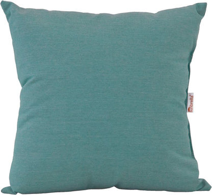 LuxCraft 15” outdoor toss pillow in Cast Breeze, offering a cool blue-green hue, made with Sunbrella® fabric for outdoor use.