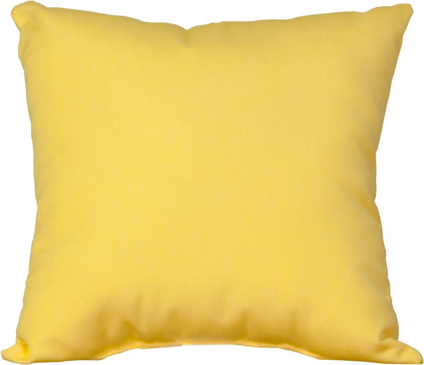 Bright yellow LuxCraft 15” toss pillow in Buttercup, featuring Sunbrella® fabric for outdoor durability and UV protection.