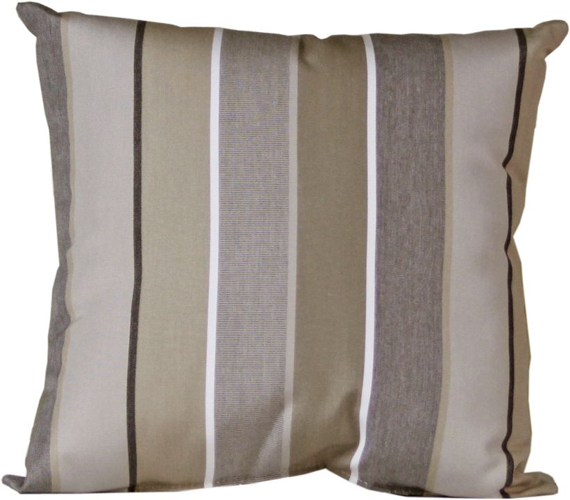 LuxCraft toss pillow with a sophisticated Milano charcoal stripe pattern, perfect for outdoor seating.