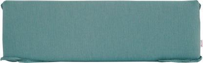 Solid blue bench cushion in Cast Breeze, showcasing a serene light blue shade.