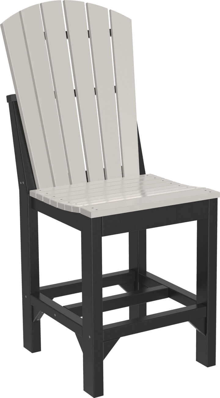 Adirondack Counter height chair in Dove Gray & Black with a slatted back design and a sturdy frame.