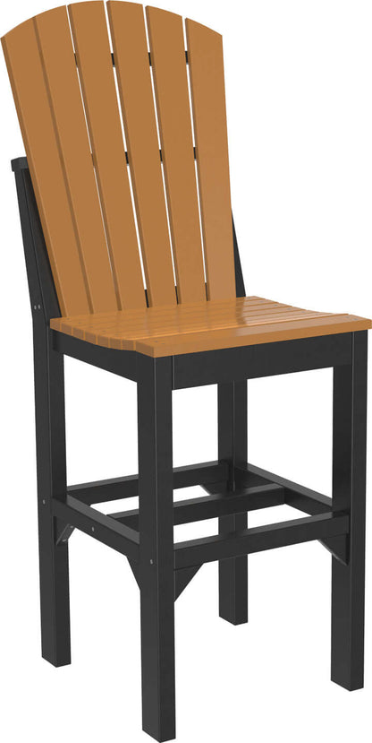 LuxCraft cedar and black bar height side chair, classic outdoor design.