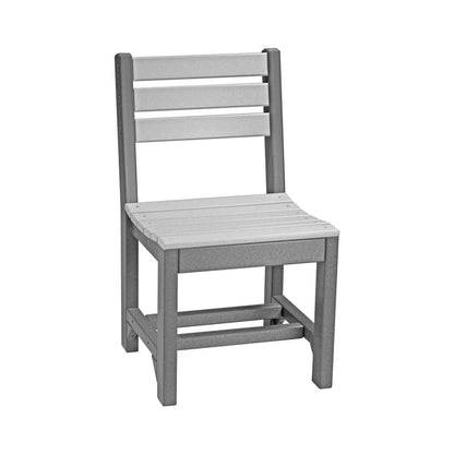  Poly Island Outdoor Dining Chair in Dove Gray with Slate frame, featuring durable poly lumber.