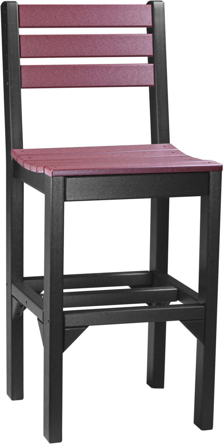 LuxCraft Poly Island Bar Height Side Chair in Cherrywood and Black, featuring a contemporary low-back design.