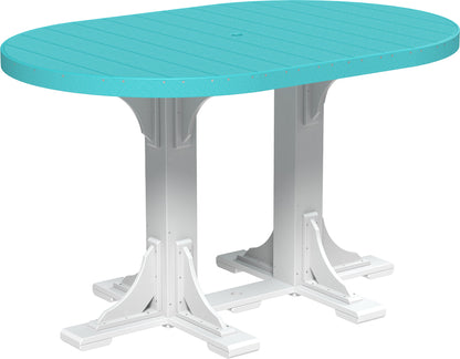 LuxCraft 4' x 6' Outfoot Bar Table for 6 in Aruba Blue with White base