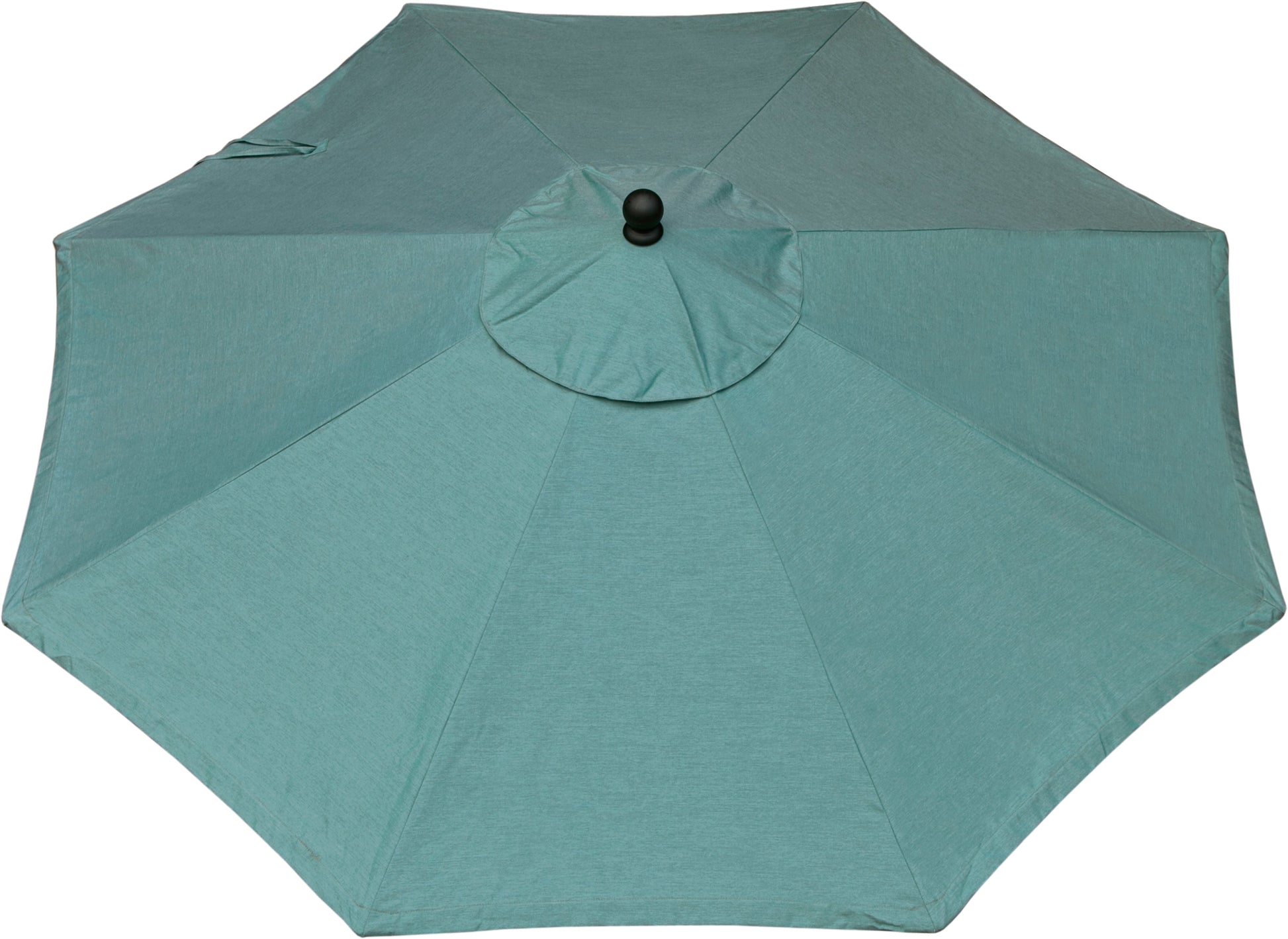 Cast Breeze 9' outdoor umbrella with a calming aqua blue solid fabric, top view.