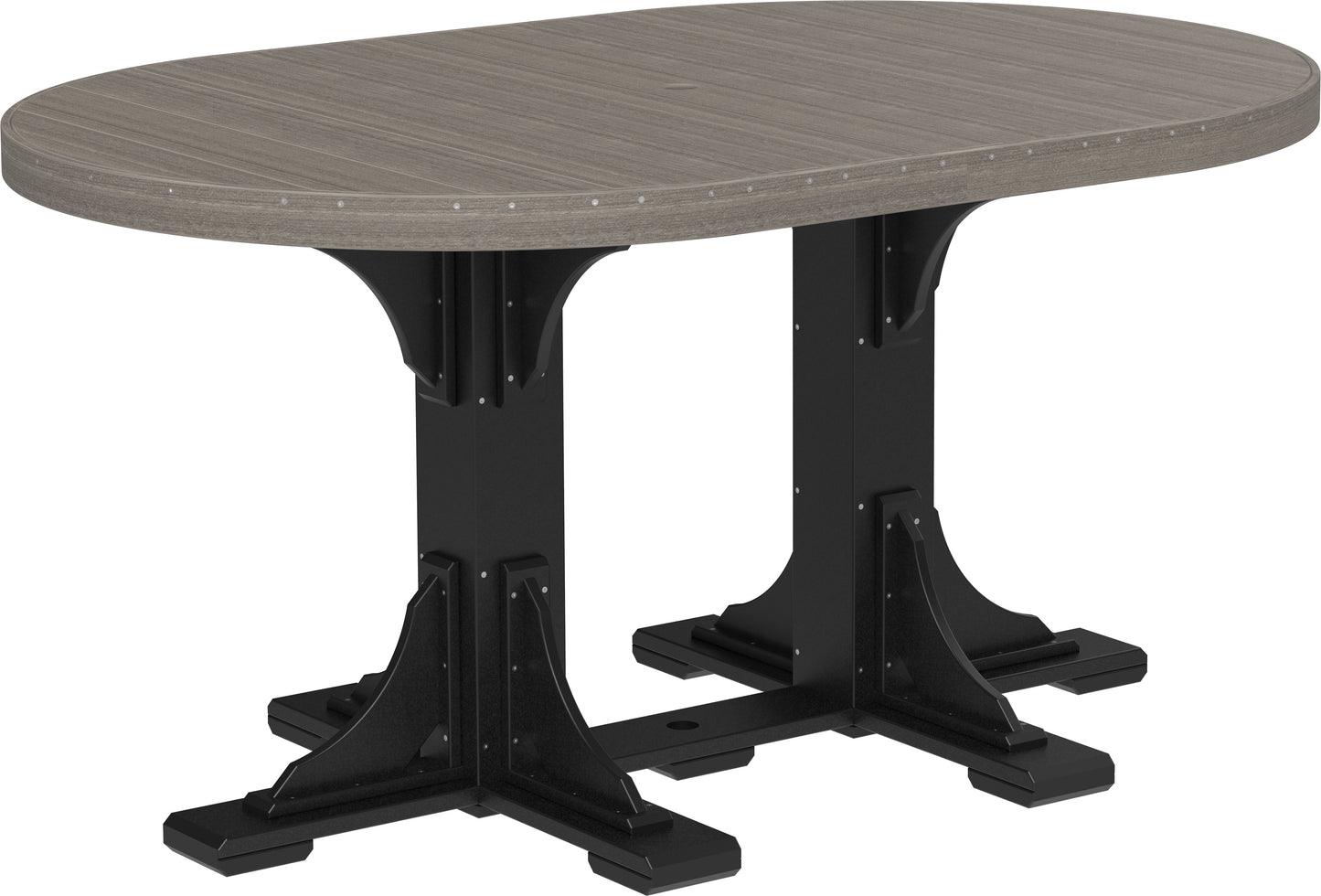 LuxCraft 4' x 6' Patio Bar Table in Coastal Gray with Black base, at bar height