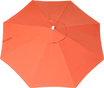 LuxCraft patio umbrella in Melon, a bright and refreshing orange tone.