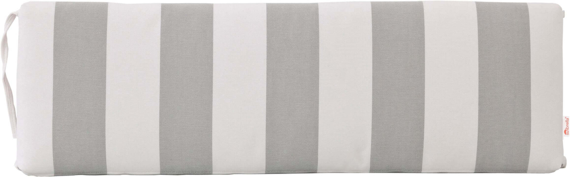 Solana seagull outdoor bench cushion with a balanced grey and white stripe design.