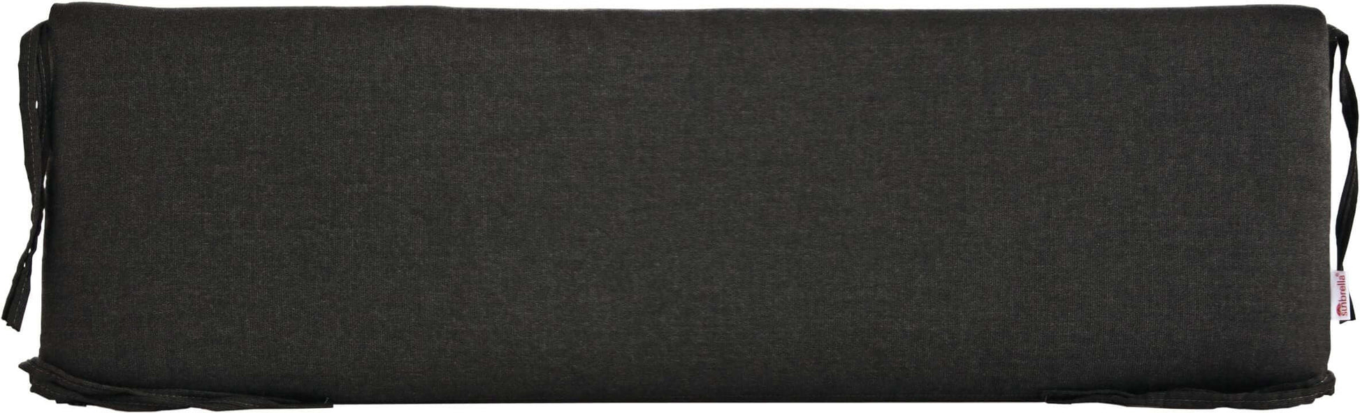 Spectrum carbon outdoor bench cushion in solid deep grey fabric.