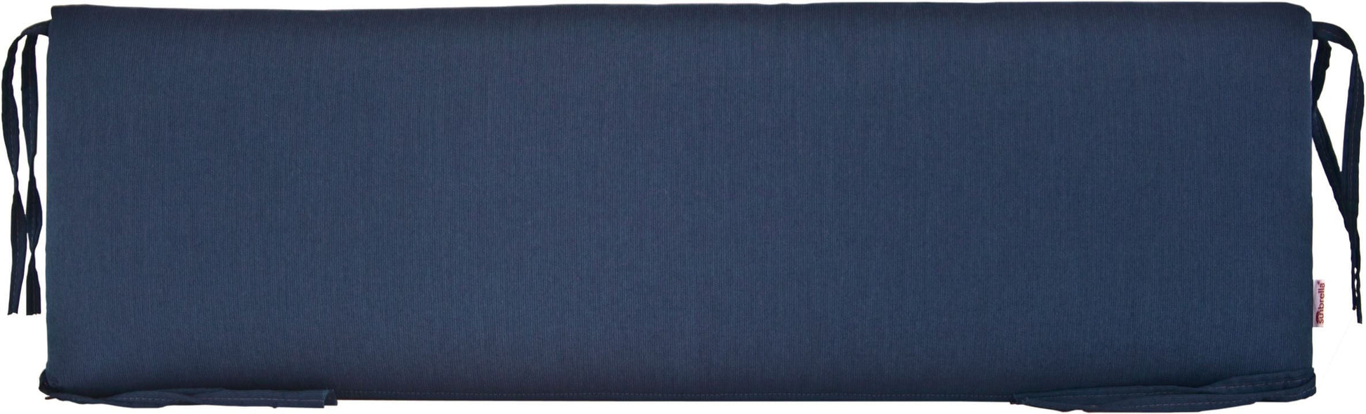 Spectrum indigo outdoor bench cushion in rich navy blue fabric.