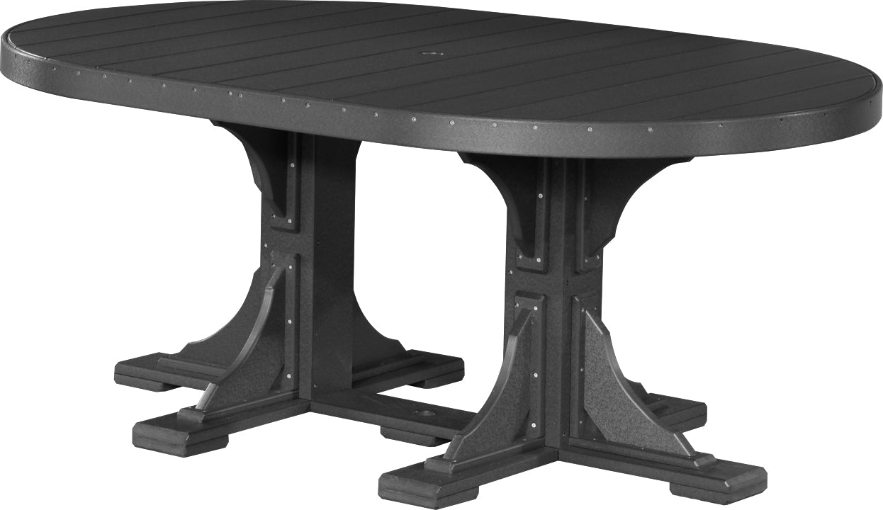 Sleek and modern LuxCraft 4' x 6' Oval Outdoor Dining Table in black finish, a stylish addition to any patio.