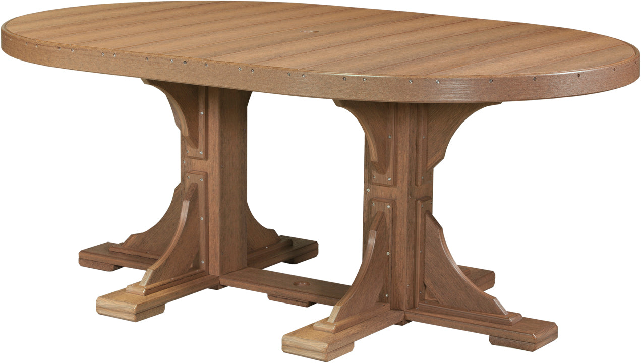 LuxCraft Poly 4' x 6' Oval Patio Dining Table in Antique Mahogany.