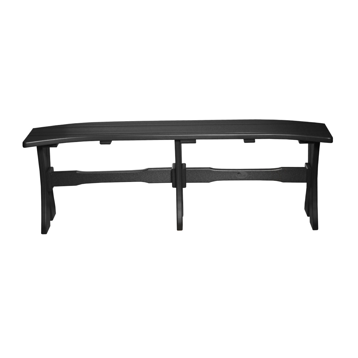 LuxCraft 52-inch patio table bench in solid black, ideal for outdoor dining spaces and patios.