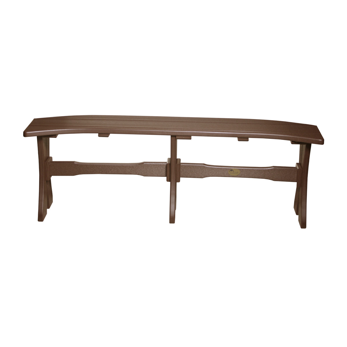 52-inch LuxCraft outdoor table bench in chestnut brown, weather-resistant and perfect for patios.