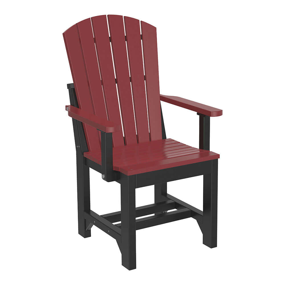 Cherrywood & Black Poly Adirondack Dining Chair on a white background, showing off its striking color combination and timeless style.