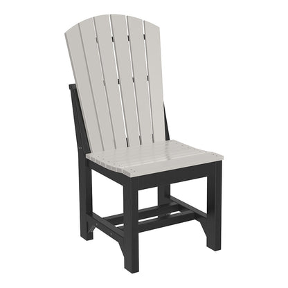 Dove Gray & Black Adirondack outdoor wood dining chair, ideal for subtle elegance in a tranquil garden setting.