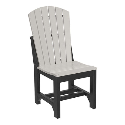 LuxCraft Poly Adirondack Side Chair in Dove Gray and Black showcased on a white background, highlighting the stylish contrast and weather-resistant features