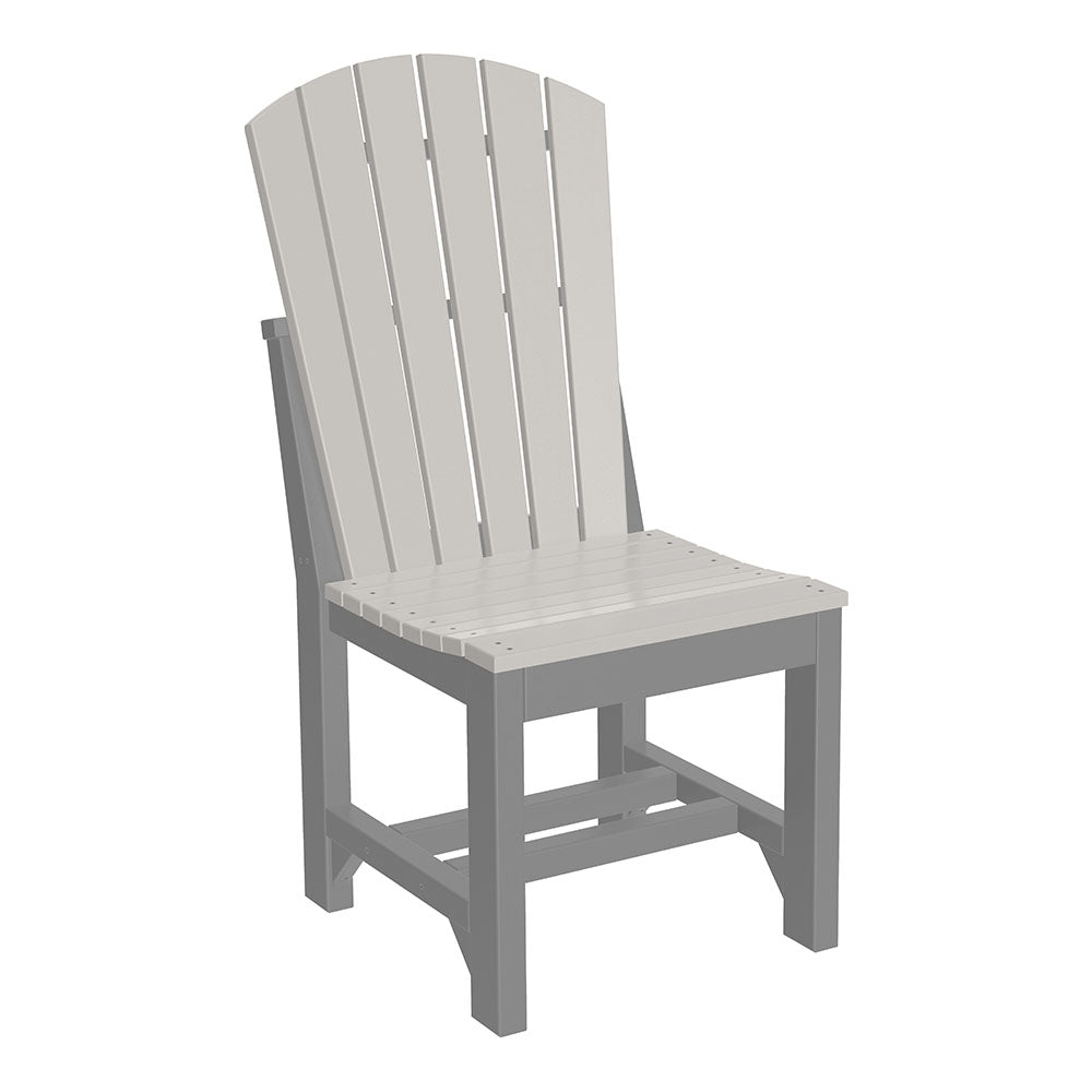 Dove Gray & Slate Adirondack outdoor wood dining chair, offering a versatile and modern appearance for any patio