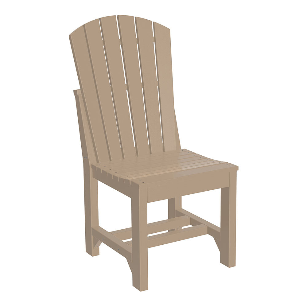 Weatherwood Adirondack outdoor wood dining chair, perfect for integrating with earthy outdoor decor styles."