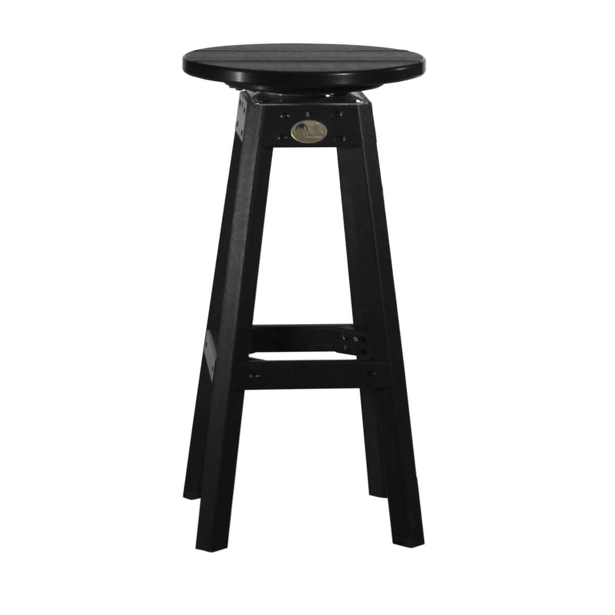 Solid black Poly Lumber Outdoor Bar Stool, emphasizing its sleek design and all-weather durability.