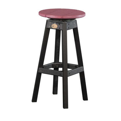 Cherrywood & Black Poly Lumber Outdoor Bar Stool, designed for durability with a smooth 360° swivel feature.