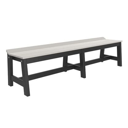 Stylish Dove Gray and Black cafe dining bench, featuring a minimalist design for urban outdoor spaces, crafted from durable and sustainable poly lumber.